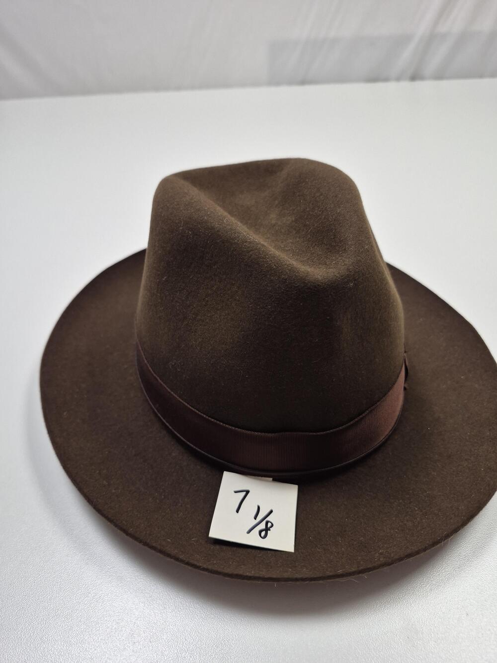 Borsalino Alessandria Hat Fedora Mens 7 1/8 Brown Leather Felt Lined Italy